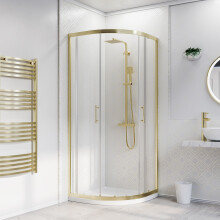 Nes Home 800 x 800mm Quadrant Shower Enclosure Brushed Brass with Shower Tray