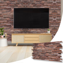 (Brown Rock Stone, Set of 4) 3D Wall Panels (96x48cm) Brick & Stone Effect Wall Panelling