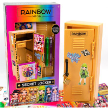 Rainbow High Geheimes Spind-Schreibwaren-Set mit Notizblock, Gelstiften und Aufklebern – Inklusive abschließbarem 10-Zoll-Spind