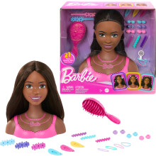 Cabelo castanho da cabe   a de boneca Barbie com 20 acess   rios coloridos cabe   a de boneca para estilo de cabelo