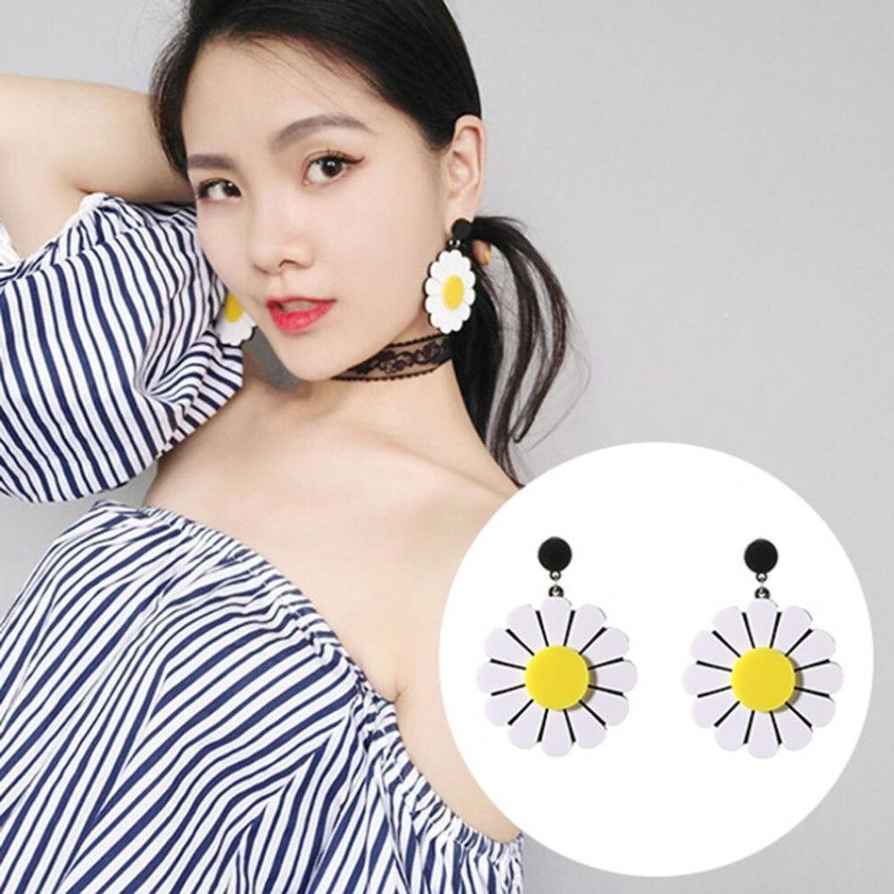 Fashion Acrylic Big Daisy Dangle Earrings Piercing Ear Pendant Women Party Decor