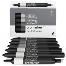 Sada fixiek Winsor & Newton ProMarker, 6 kusov, neutr lne t ny