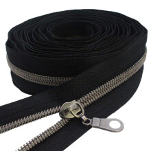 Mebuzip #5 Gunmetal Metallic Nylon Coil lynlås af gården Bulk Coil Zipper Roll 10 yards med 25 stk. Træk til DIY -sy håndværksposer (sort)