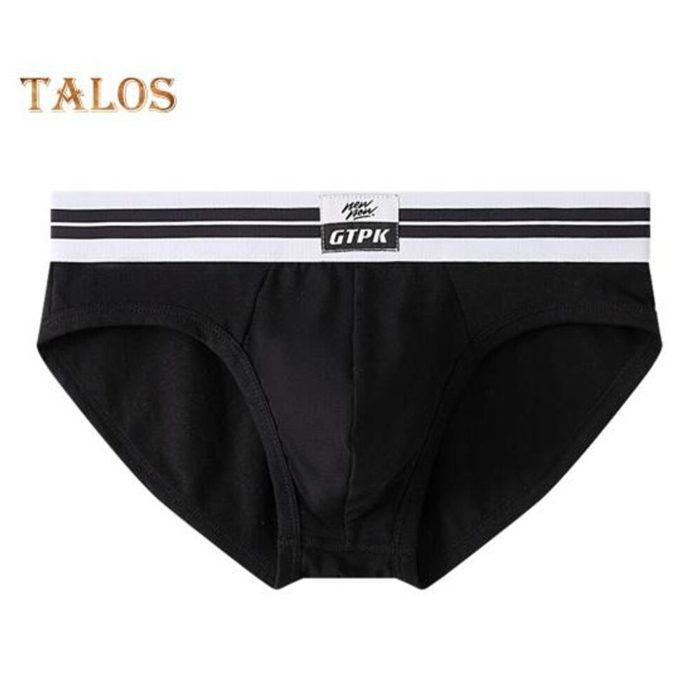 (black, L) Men Briefs Mid-rise Elastic Waistband Breathable Color Matching Slim Fit Underwear With 3D Pouch Design Daily Wear