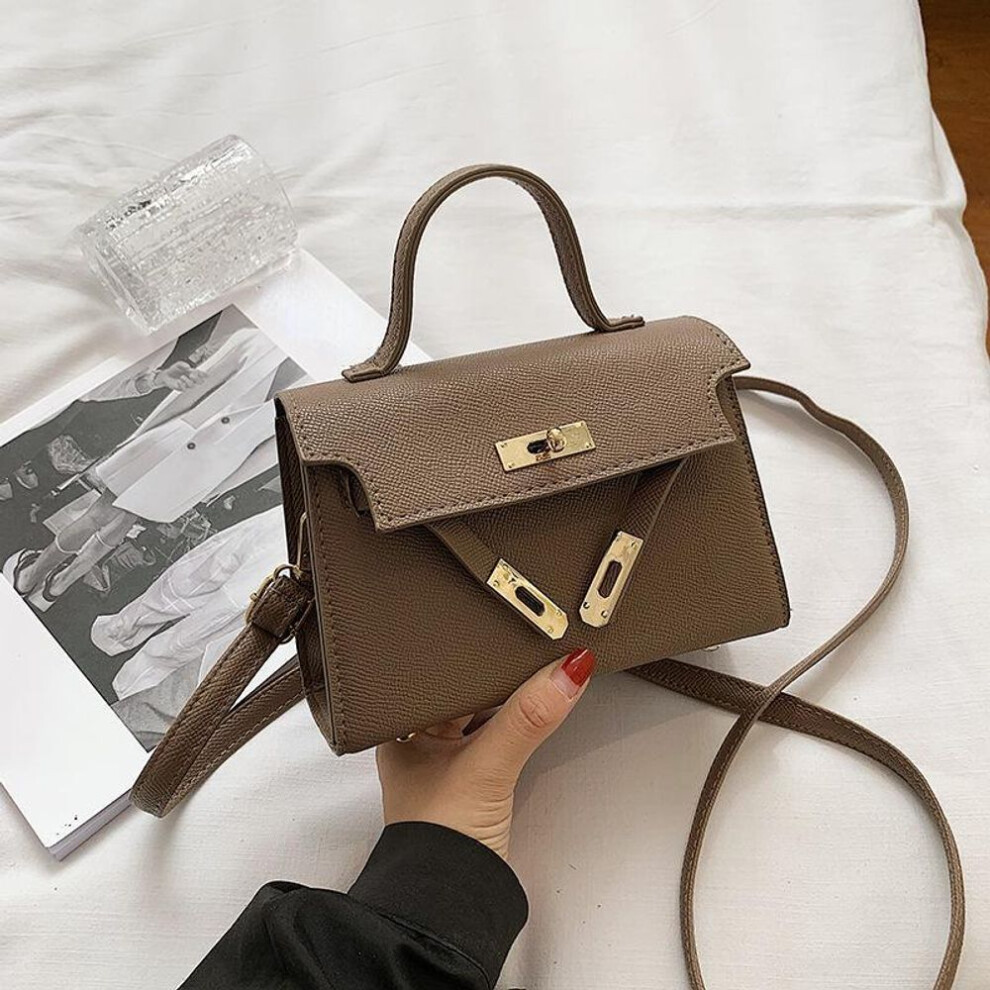 (tan, 19x7x13) New Spring and Autumn New Latch Fashion Women&apos;s Bag Fashion Embossed Women&apos;s Shoulder Bag Fashion Crossbody  HandbagBag