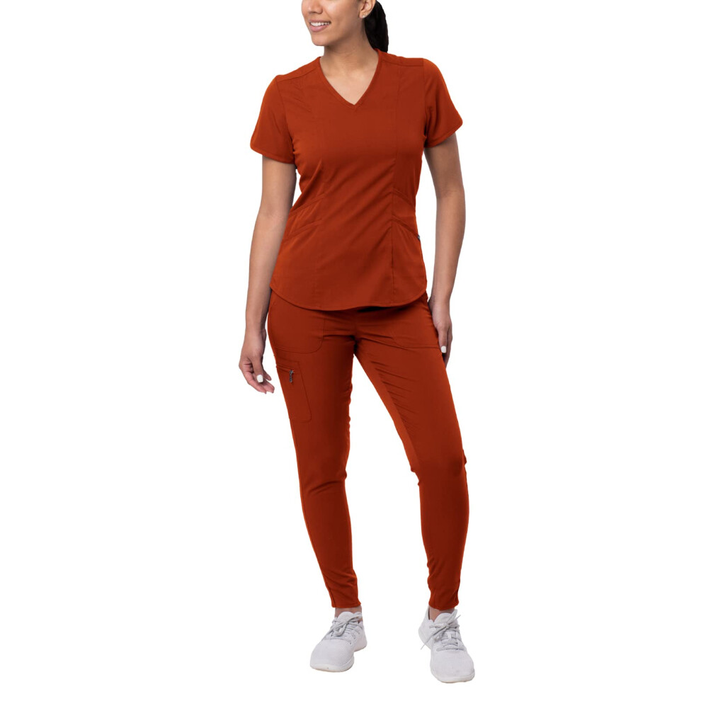Ensemble de tenue de sport moderne Adar Pro pour femme   : haut     col en V et pantalon de jogging de yoga       P9500       Ocre rouge       L