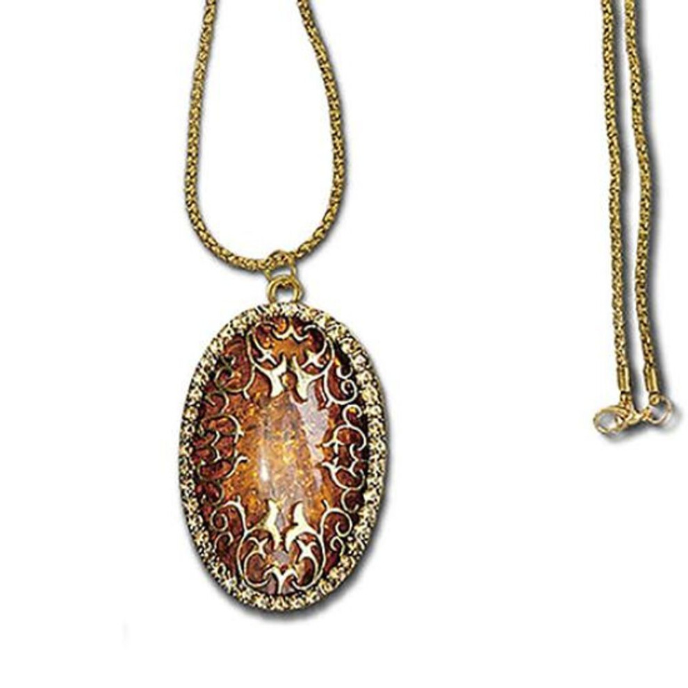 Women Vintage Amber Hollow Pendant Necklace Sweater Long Chain Jewelry Gift