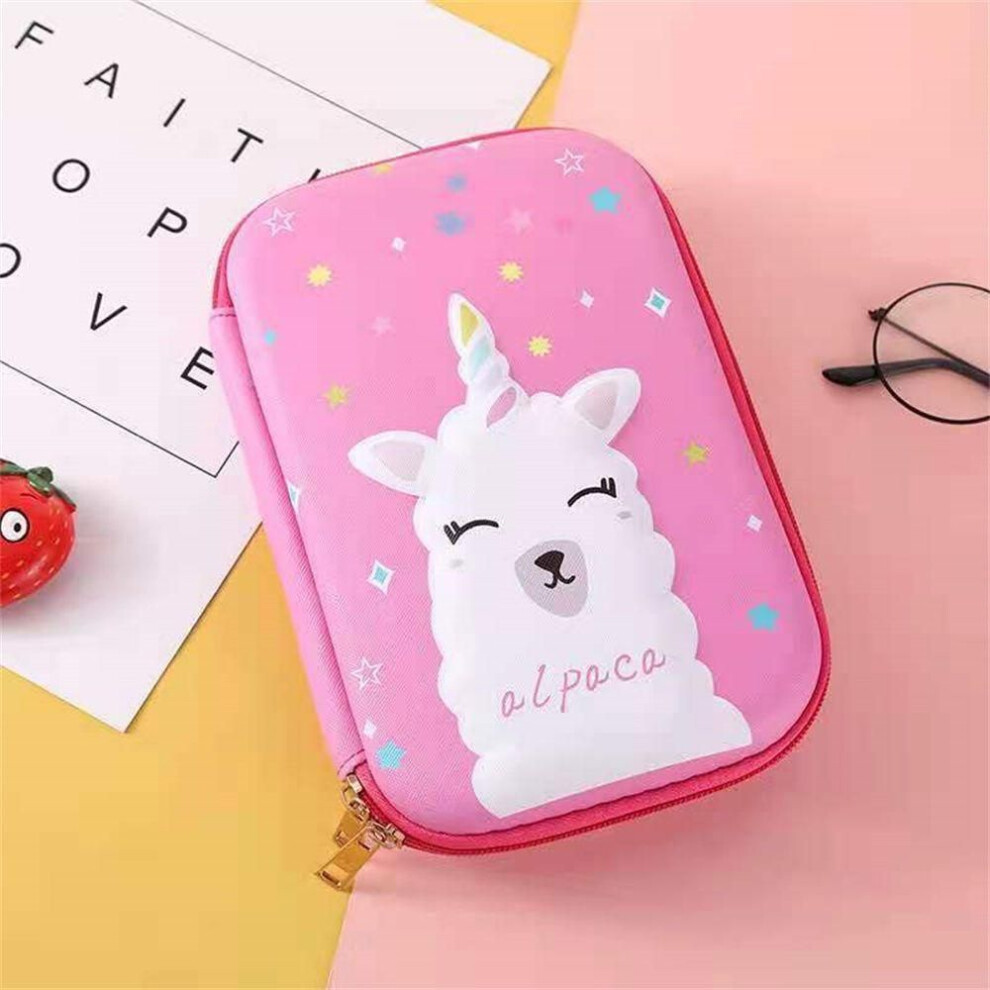 (Pink alpaca) Astronaut Waterproof Kawaii Cartoon Student Pen Bags Pencil Box Pencil Cases 3D Pencil Bags