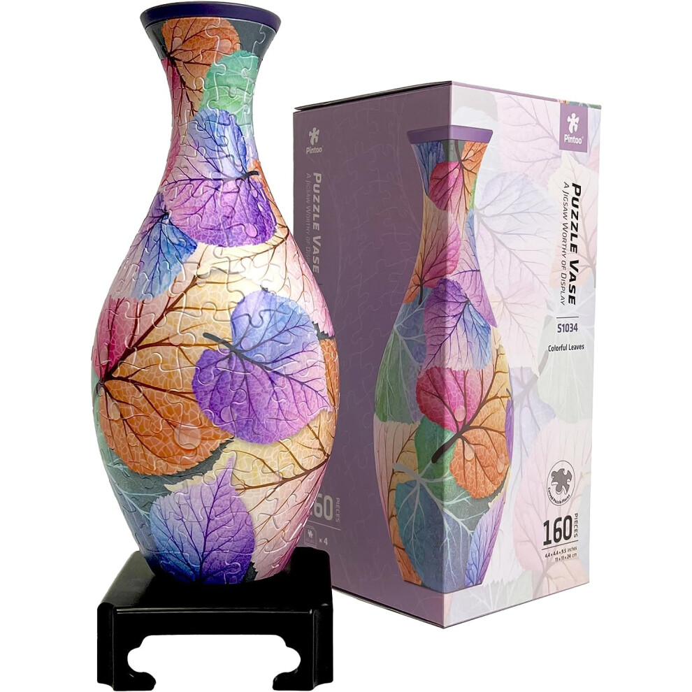 Pintoo 3D Puzzle Vase Unique Flower Vase Made by 160 Curved Plastic Puzzle Pieces House Warming Gift for Flower Arrangements and Home Decora