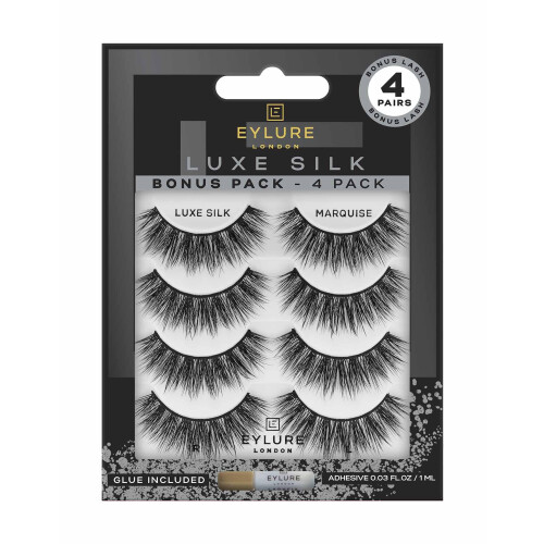 Eylure Eylure Ψεύτικες Βλεφαρίδες, Luxe Silk Marquise με Κόλλα, 3 Ζευγάρια Μαύρες