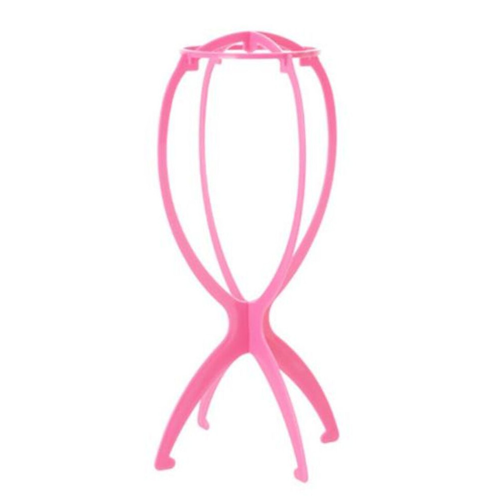 (rose red) Wig Storage Holder Foldable Creative Pp Home Stand Stable Folding Wig Tool For