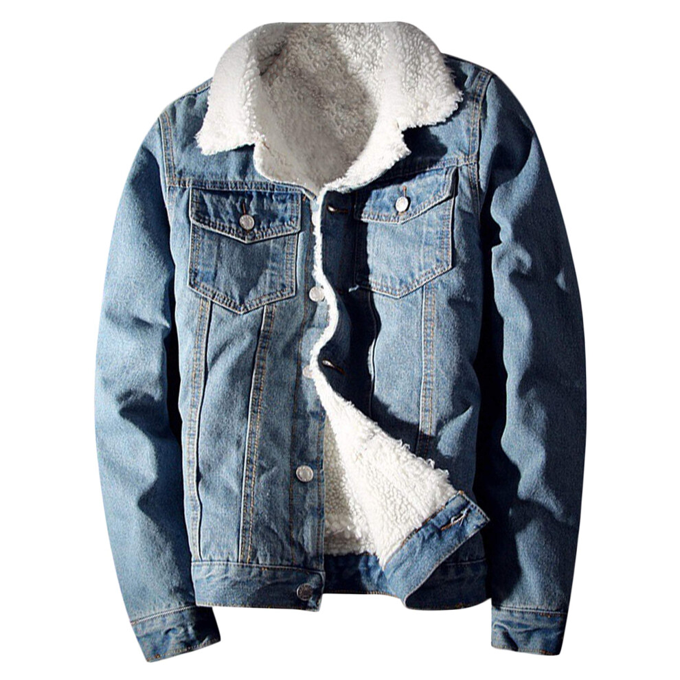 Veste en jean doubl?e polaire Sherpa pour homme Springrain - Veste de camionneur chaude d'hiver