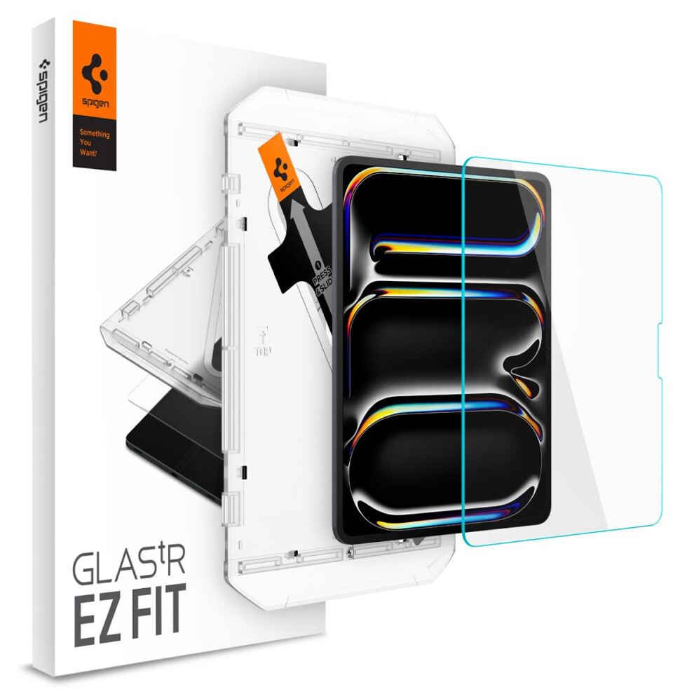 Spigen Tempered Glass Screen Protector [Glastr Ez Fit] Designed For Ipad Pro 13 Inch M4 (2024) [9H Hardness/Case-Friendly]