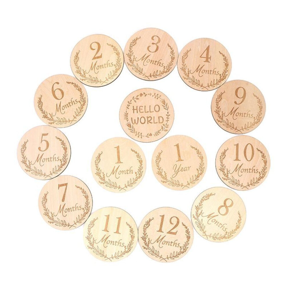 Handmade Wooden Baby Milestone Cards born Birth Monthly Growth Recording Card