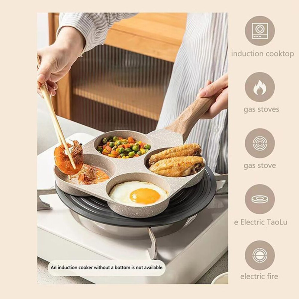 1Pc 4 Holes Egg Pancake Pan Frying Nonstick Pans Skillet Pot 4 Eggs Stove Omelet Ham Maker For Kitchen Cooking Tool
