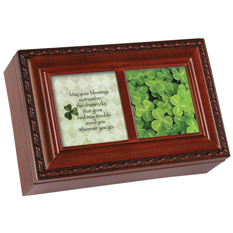 Giardino Benessere Cottage Garden Irish Blessings Outnumber Woodgrain Rope Trim Petite Jewelry Music Box Plays Irish Lullaby