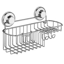 HASKO accessories - Powerful Vacuum Suction Cup Shower Caddy Basket for Shampoo - Combo Organizer Basket with Soap Holder and Hooks - Stainless Steel