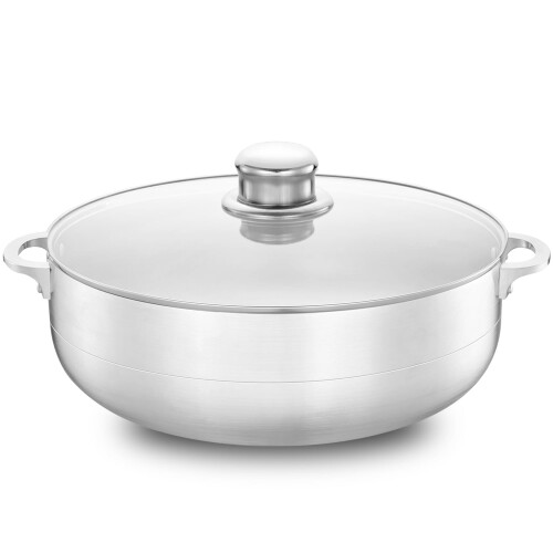 Alpina Alpine Cuisine 7-Quart Αλουμινένιο Κατσαρόλι με Γυάλινο Καπάκι, Ιδανικό για Μεγάλες Μερίδες
