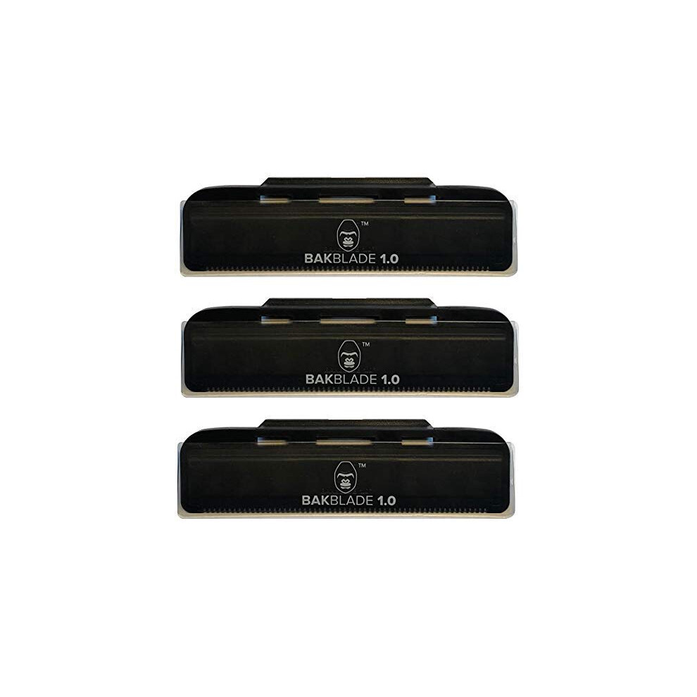 baKblade 1.0 Back Hair and Body Shaver Refill Replacement Cartridges. 4 Inch Extra-Wide Wet or Dry Disposable Razor Blades (3 Razors Included)