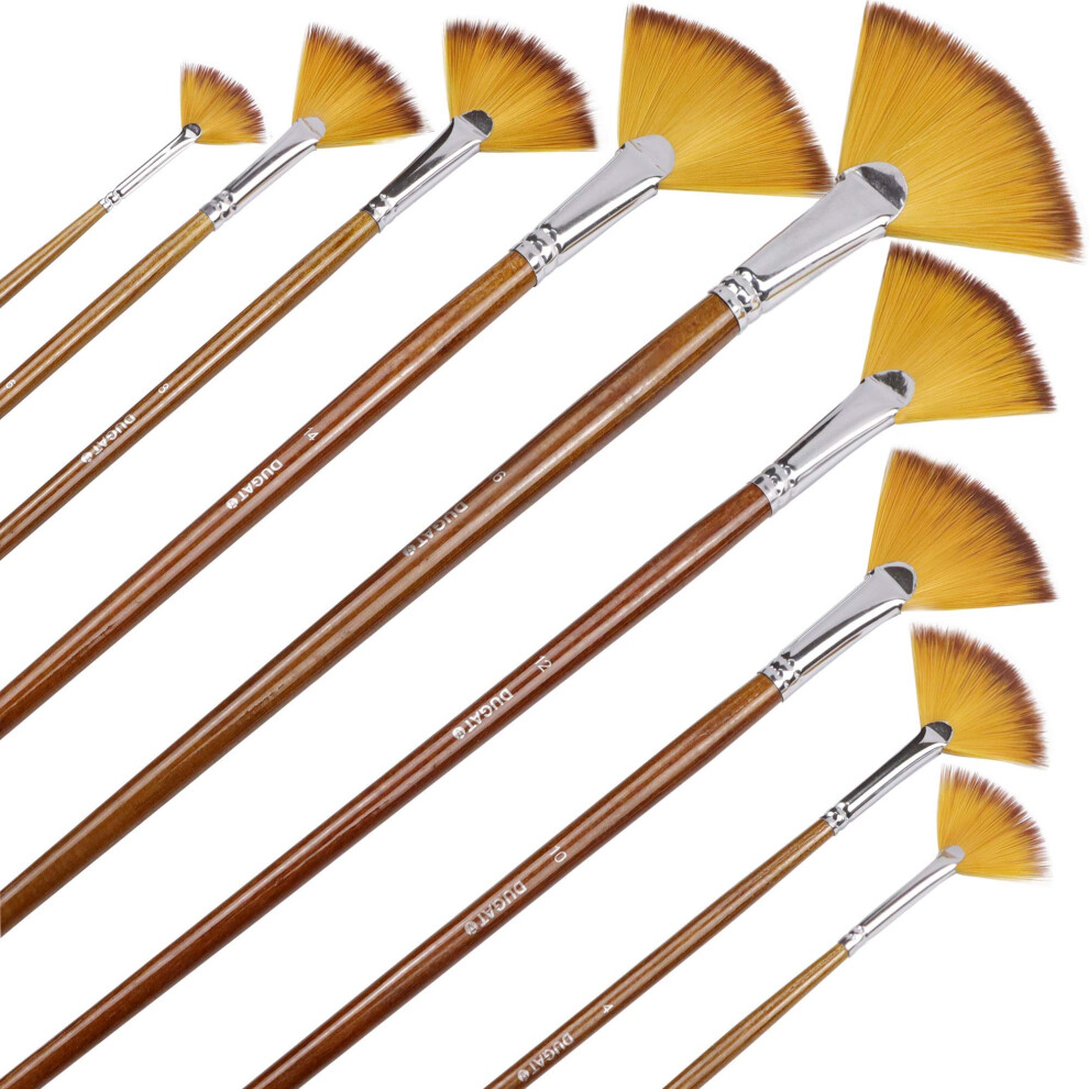 Ensemble de pinceaux de peinture pour ?ventail d'artiste 9 pi?ces - Poils en nylon doux anti-chute Bois