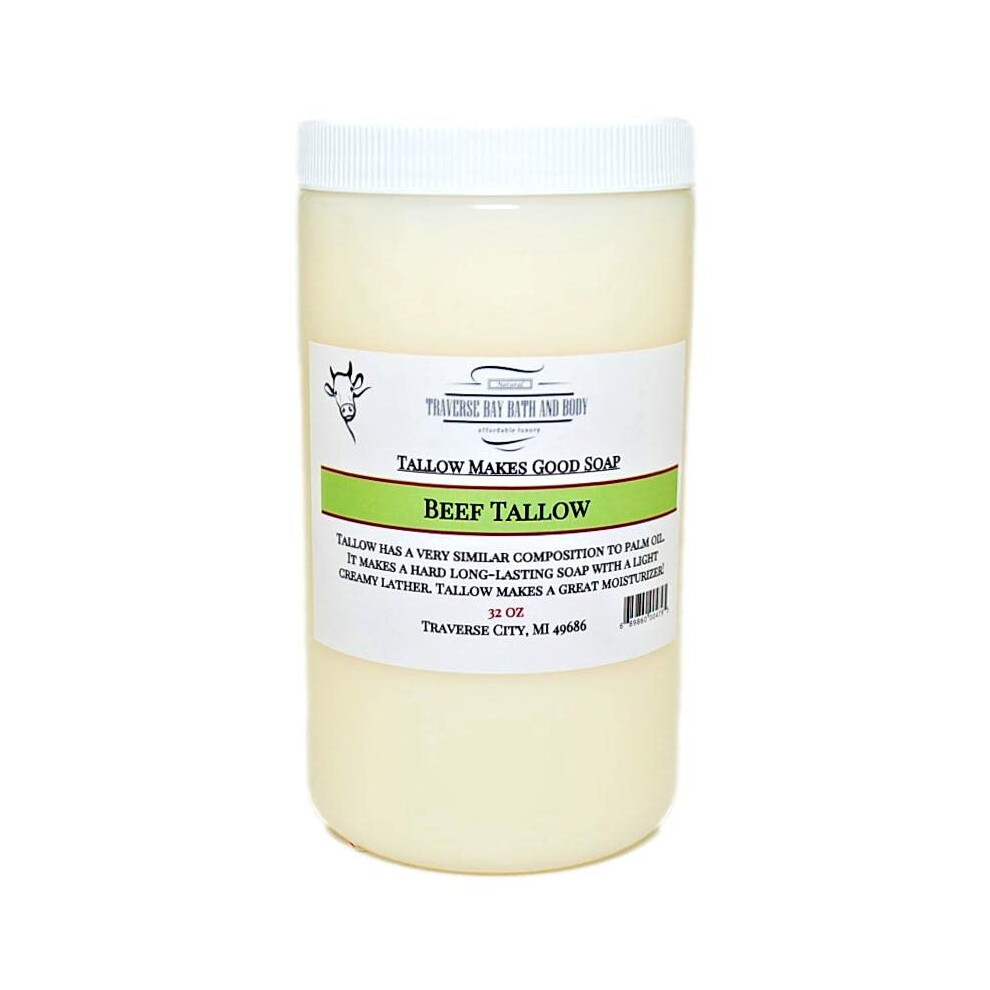 BEEF TALLOW DEODORIZED Grass fed beef Non Hydrogenated Soap making supplies. 32 FL Oz DIY projects.