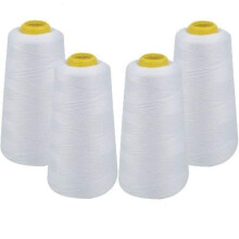 IZO Home Goods 4er-Pack mit 6000 Yards (jeweils) weier Overlock-Kegelfaden, Allzweck-Nhgarn, Polyesterspulen, Overlock (Serger Over Lock Merrow Sin