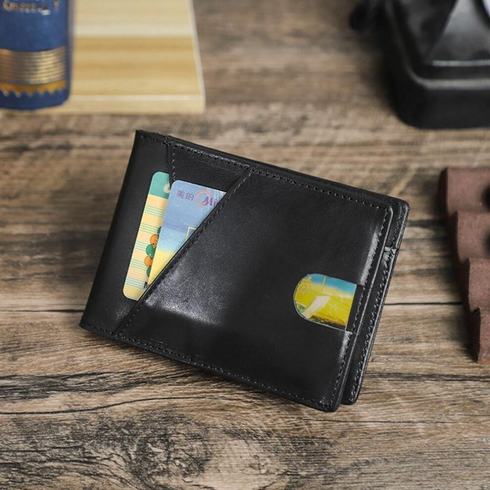 (black) Contact&apos;s Genuine Leather Short Wallets For Men Rfid Slim Card Holder Coin Purses Money Clips 2024 Male Mini Wallet Photo Holder