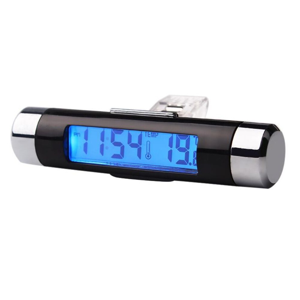 2 In 1 Clip On Blue Backlight Auto Accessories Car Digital Time Clock Car Styling Lcd Display Screen Thermometer Air Vent Outlet