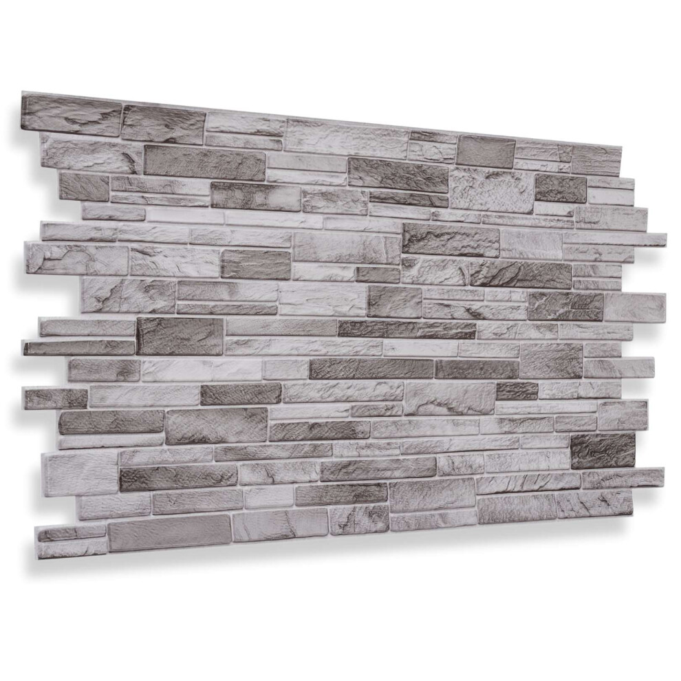 (Light Grey, Set of 20) 3D Wall Panels (96x48cm) Brick & Stone Effect Wall Cladding Panels