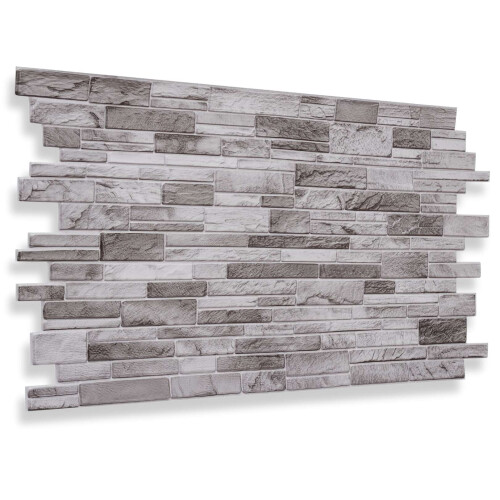 (Light Grey, Set of 4) 3D Wall Panels (96x48cm) Brick & Stone Effect Wall Cladding Panels