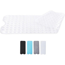 (Transparent Grey, 100 X 40 Cm (Rectangular)) Non-Slip Bath Mat with Anti-Mold and Strong Suction - Extra Long 100 x 40 cm -