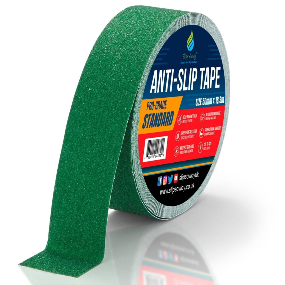 (Green, 25Mm X 18.3M) Green Non Slip Tape Roll Pro Standard Grade - Anti Slip Traction For Indoor/Outdoor Use 5061000041290
