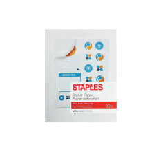 Papel adhesivo blanco mate Staples de 8,5 x 11 pulgadas (30 hojas)