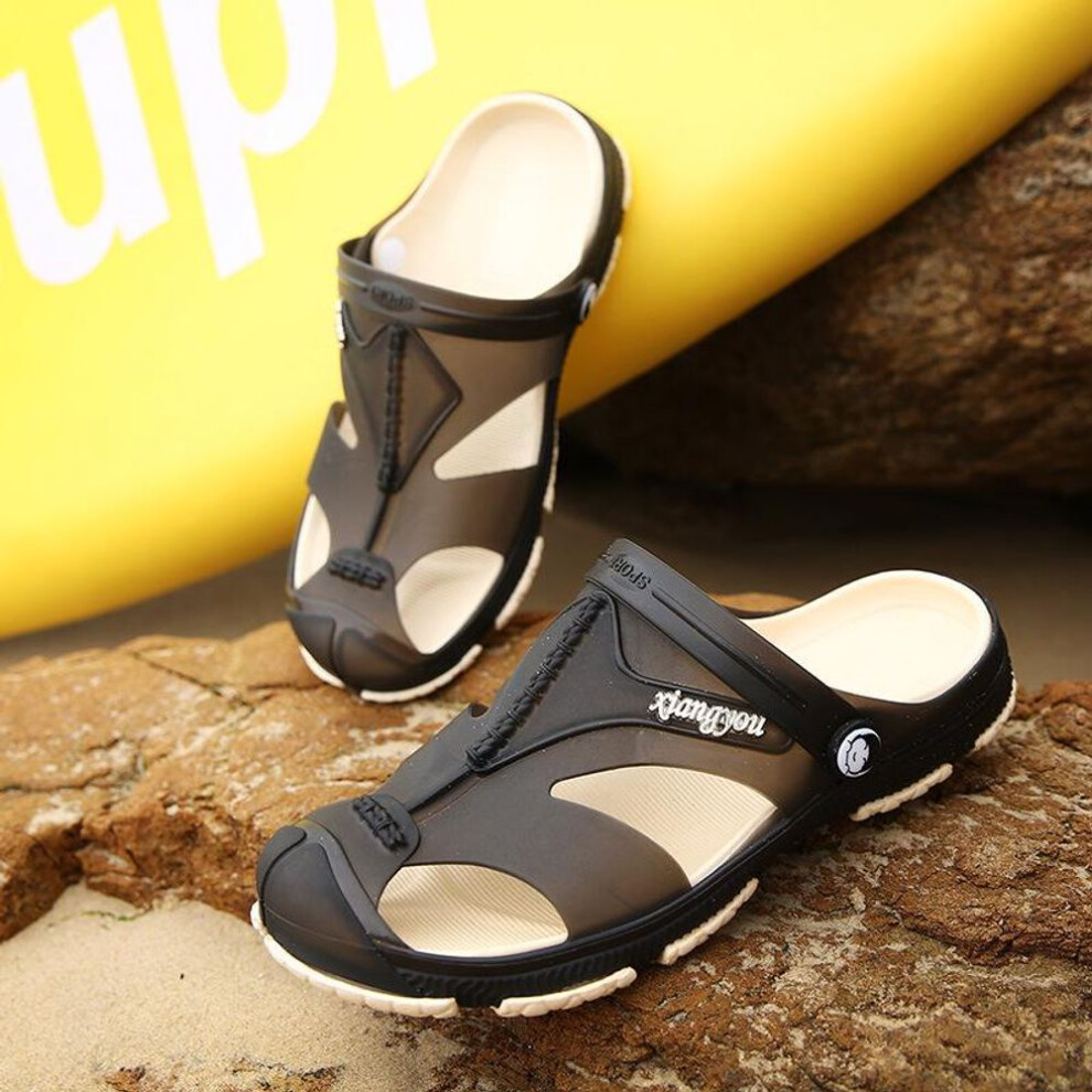(black, 41) Men Fashion Shoes Slippers Flats Beach Sandals Flip Flops Casual Hole Summer