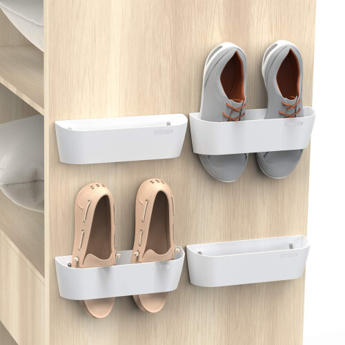 Yocice Wall Mounted Shoes Rack 4Pack with Sticky Hanging Strips  Plast
