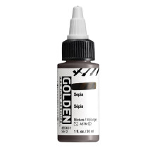High Flow Acrylics by GOLDEN Sepia 1 fl. oz. Bottle Professional Acrylic Paint Semi-Transparent