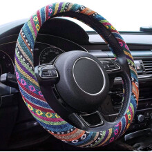 Capa de Volante Boho Limsas, Microfibra Elástica, Universal 15 Pol., Estilo Hippie
