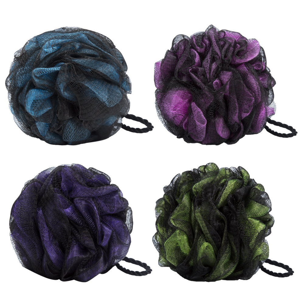 Vanchina Vankine Loofah Bath And Shower Sponge 4-Pack (75G/Pcs),Large Mesh Pouf Exfoliating Bath Sponge Body Scrubber Puff