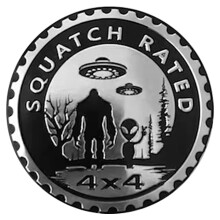 Squatch Aliens Badge Rated Car Emblem 4 X 4 Metal Automotive Bigfoot Badge 3D Metal Car Badges Emblems Round Emblem Decal