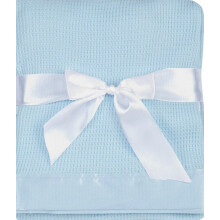 Quadow Thermo-Babydecke aus Waffelgewebe mit Satin-Nylonbesatz (blau)
