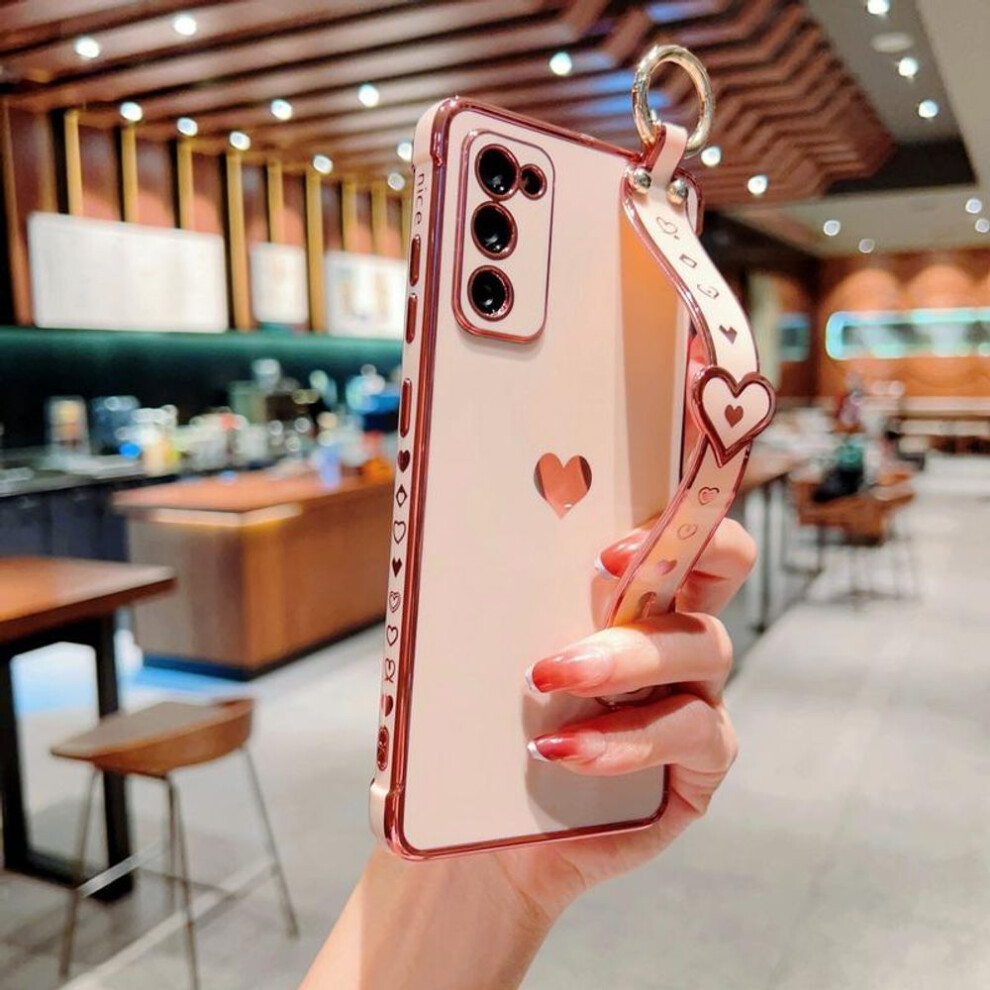 (pink, Samsung S24 FE) For Samsung S25 Ultra S24 FE S23 S22 S21 Plus A55 A53 A52 Love Heart Pattern Wristbands Colorful Soft Case Cover For Galaxy A14 A12 A33 A23 5G