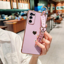(purple, Samsung S21 Ultra) For Samsung S25 Ultra S24 FE S23 S22 S21 Plus A55 A53 A52 Love Heart Pattern Wristbands Colorful Soft Case Cover For Galaxy A14 A12 A33 A23 5G