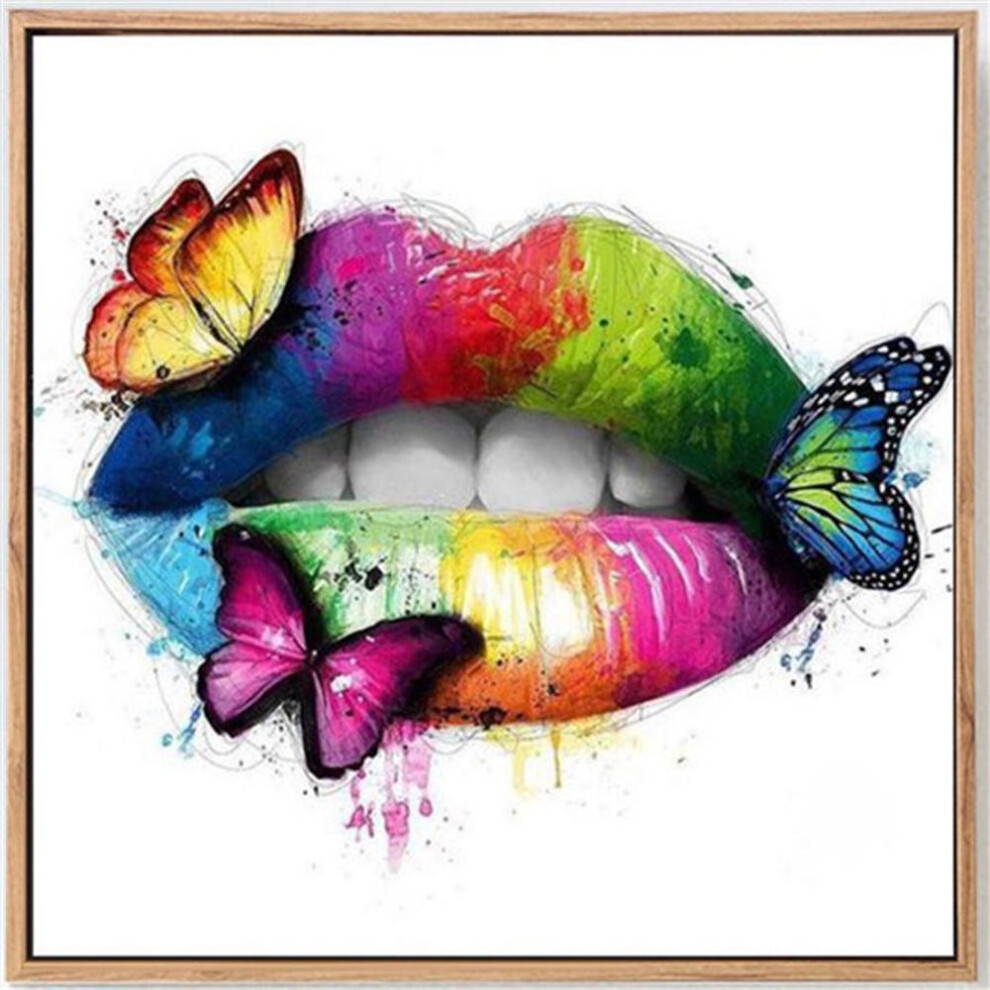 (25x25cm) Full 5d Diy Diamond Painting Colored Lips Diamond Embroidery Cross Stitch Home Decor Handmade Gift