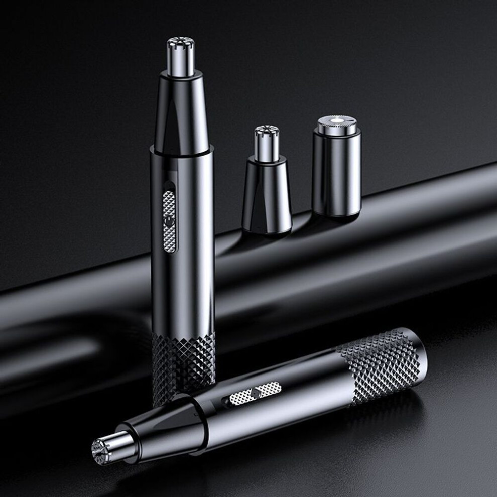 (black) Mini Electric Nose Hair Trimmer Replaceable Cutter Head Shaver USB Rechargeable Waterproof Hair Remover Portable Razor for Men