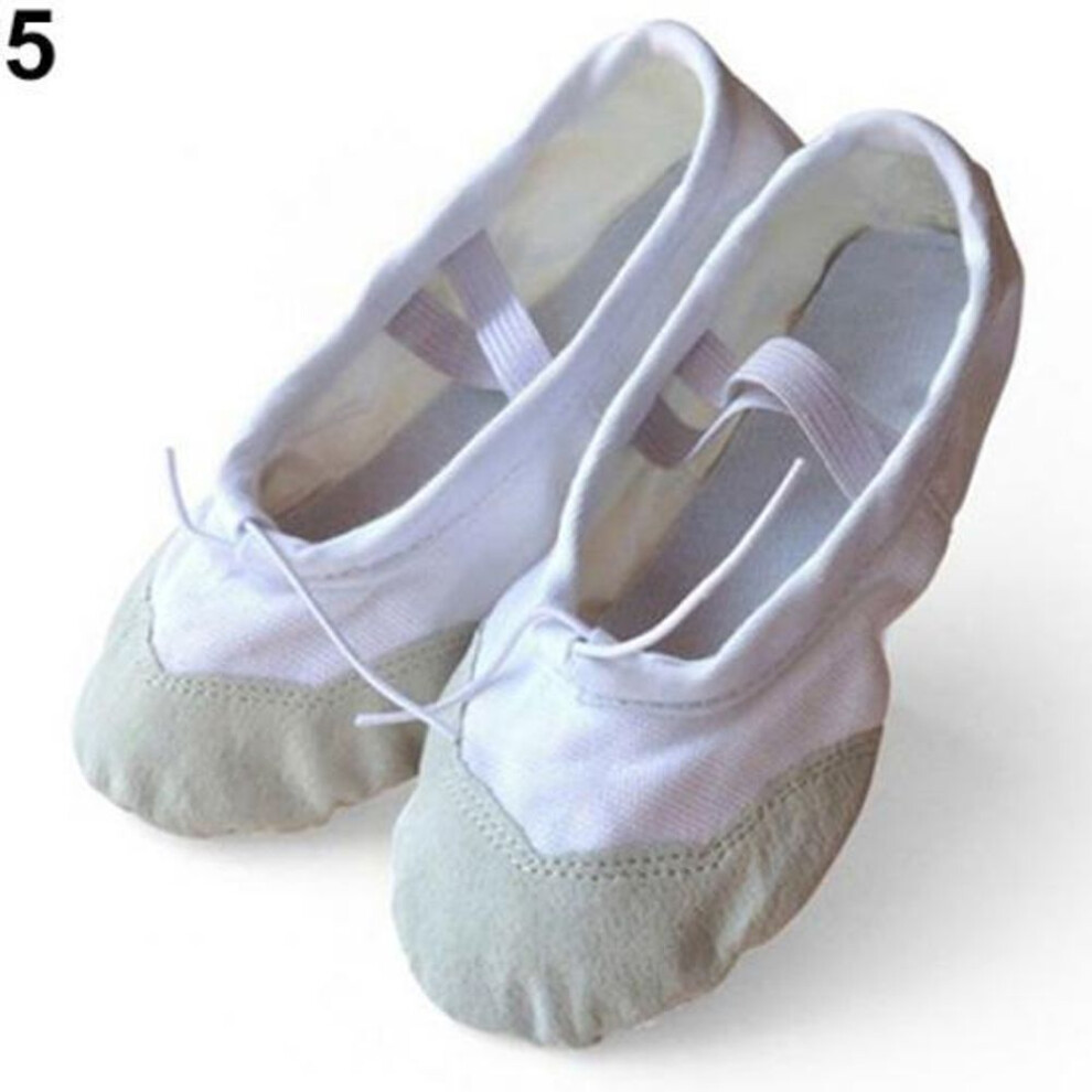 (white, 27) Ballet Dance Shoes Adult Canvas Gymnastics Kids Baby Girls Point Pair