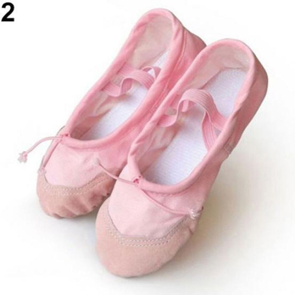(pink, 22) Ballet Dance Shoes Adult Canvas Gymnastics Kids Baby Girls Point Pair