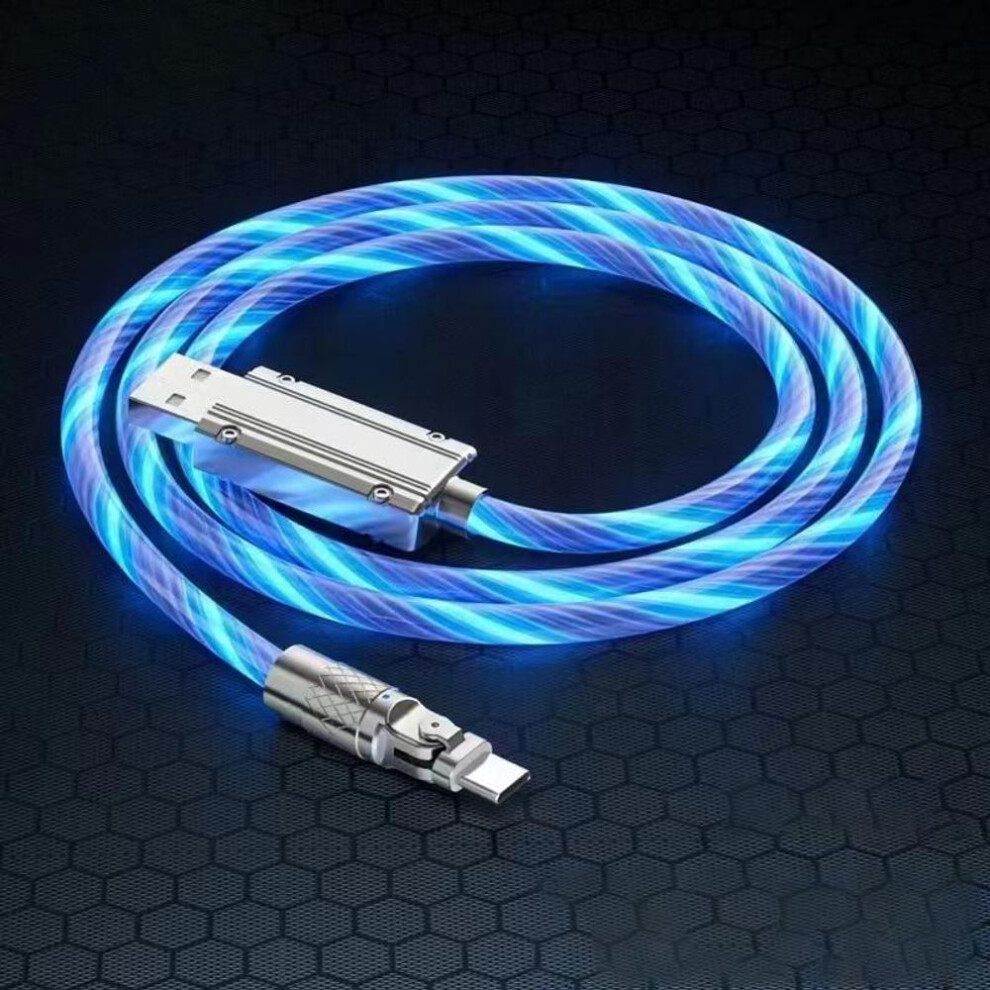 Photos - Cable (video, audio, USB) 120W Fast Charging Cable USB Cord LED Light USB C Streamer Light LED USB C Cord Type C Rotate Cable Glow(blue, For Type-C)