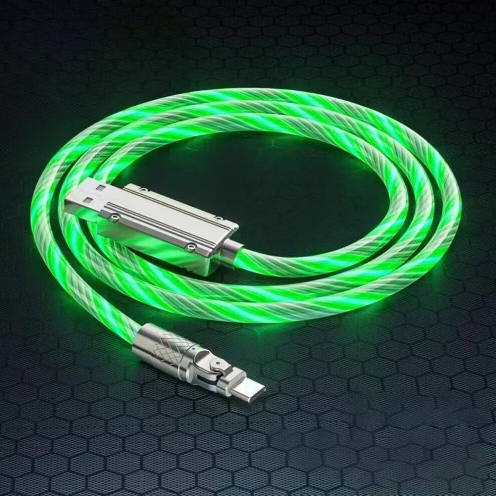(green, For Micro) 120w Fast Charging Cable Usb Cord Led Light Usb C Streamer Light Led Usb C Cord Type C Rotate Cable Glow Flowing For Iphone 11 12 13 14xiaomi 1m