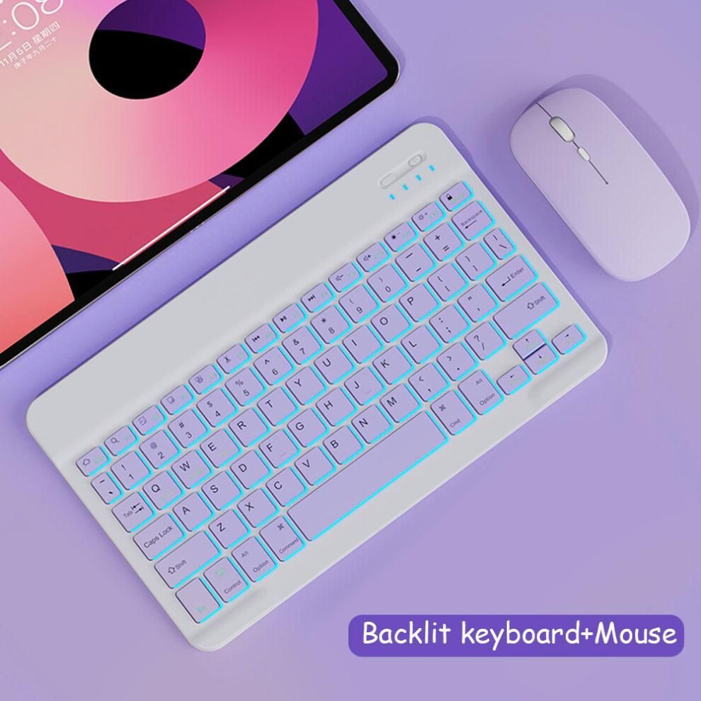 Usams (, Rgb Keyboard+Mouse) Bluetooth Wireless Keyboard And Mouse Russian French Portugue Spanish Korean Language For Android Ios Windows Phone Table Purple