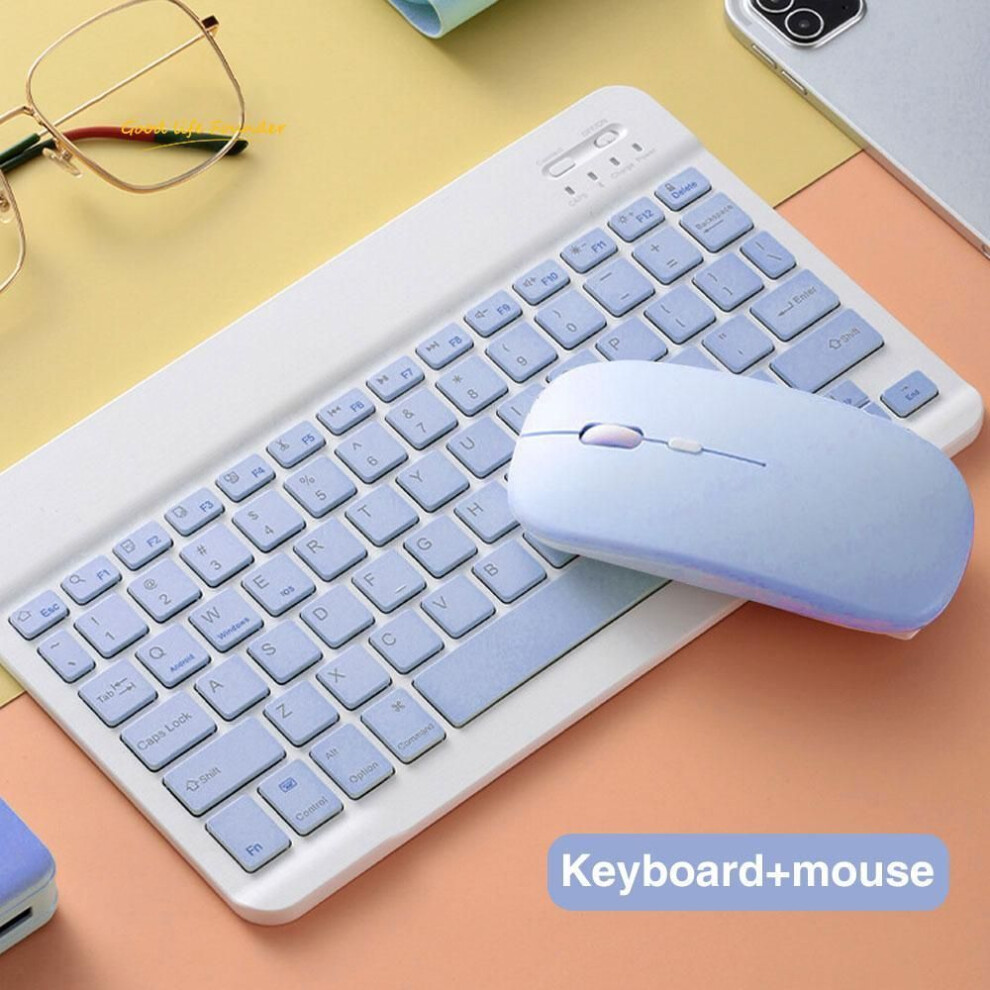 (, Keyboard+Mouse) Tooth Wireless Keyboard And Mouse Russian French Portugue Spanish Korean Language For Android Ios Windows Phone Tablet Ipad Blue 8438528972707